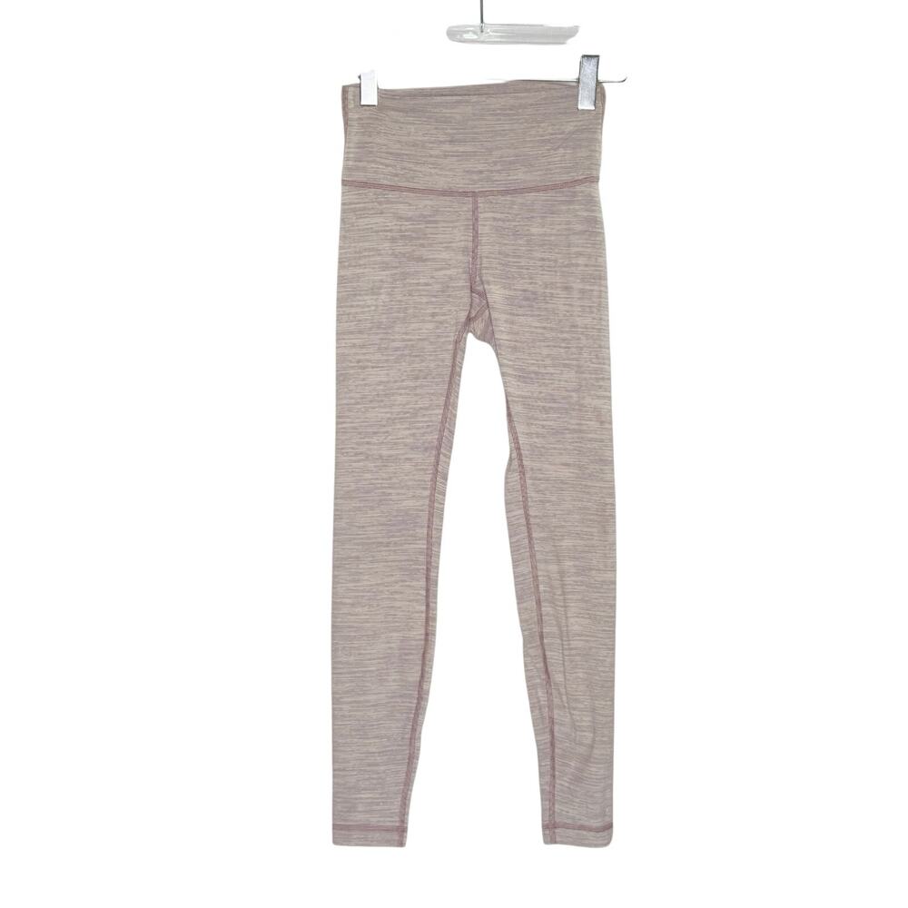 Lululemon Wunder Under High Rise Tight Leggings 6 Pink Gray Gym Yoga